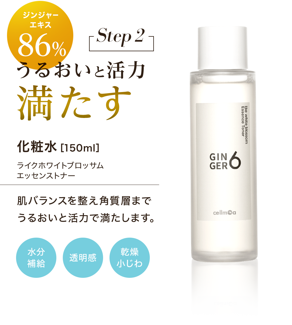 Step2 ジンジャーエキス86% うるおいと活力 満たす 化粧水［150ml］