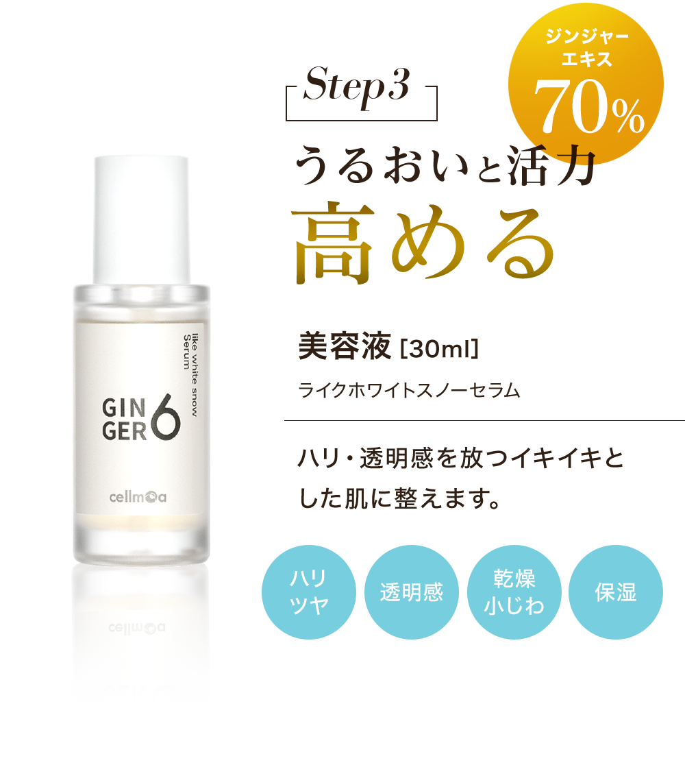 Step3 ジンジャーエキス70% うるおいと活力高める 美容液［30ml］